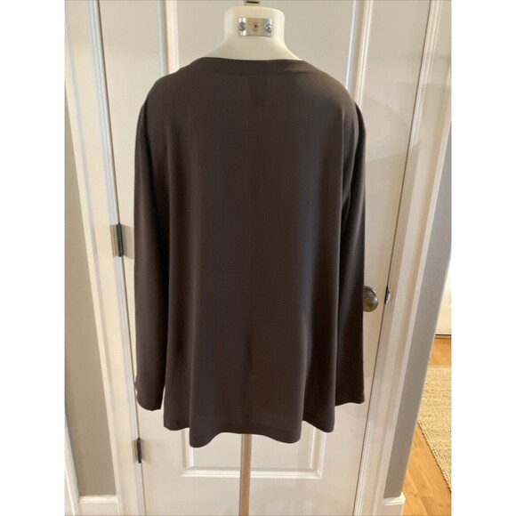Eileen Fisher Silk L Brown Button Shirt‎ Jacket Lightweight Slits Sides - Picture 7 of 14